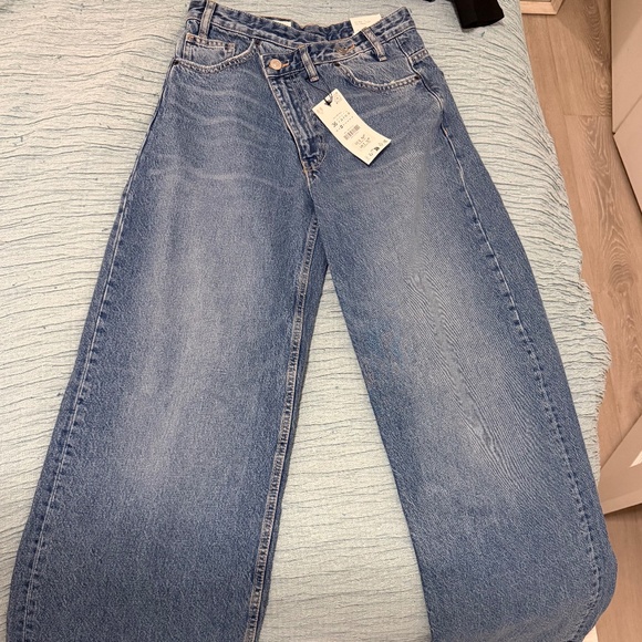 Zara Denim - Cross Waist Wide Leg Jeans